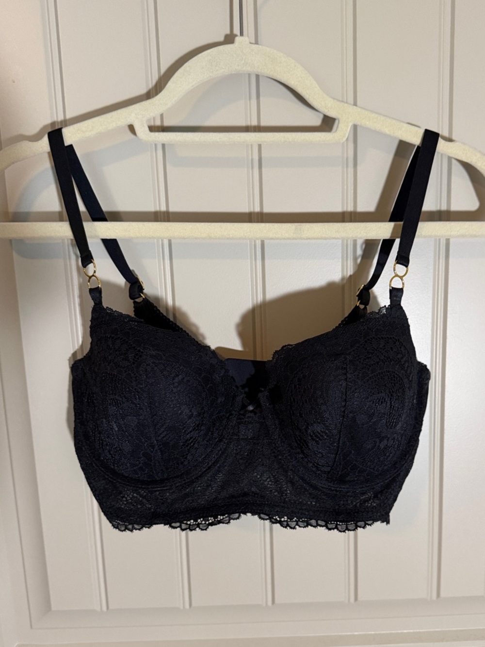 aerie Black Lace Balconette Bra with Adjustable Straps